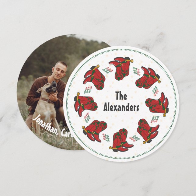 Cartes Pour Fêtes Annuelles HOwdy HOwdy Bottes de Cowboy de Noël (Devant / Derrière)