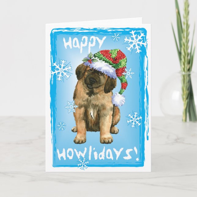 Cartes Pour Fêtes Annuelles Howlidays heureux Leonberger (Devant)