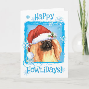 Cartes Pour Fêtes Annuelles Howlidays heureux Pekingese