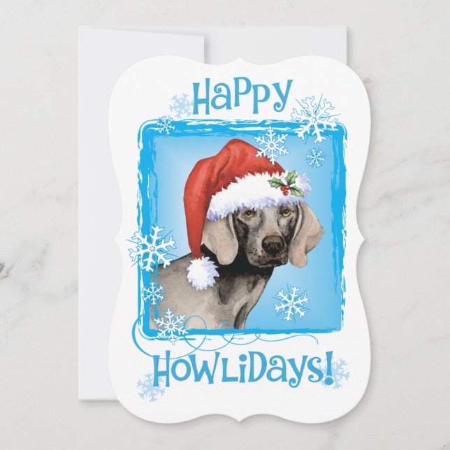 Cartes Pour Fêtes Annuelles Howlidays heureux Weimaraner (Devant)