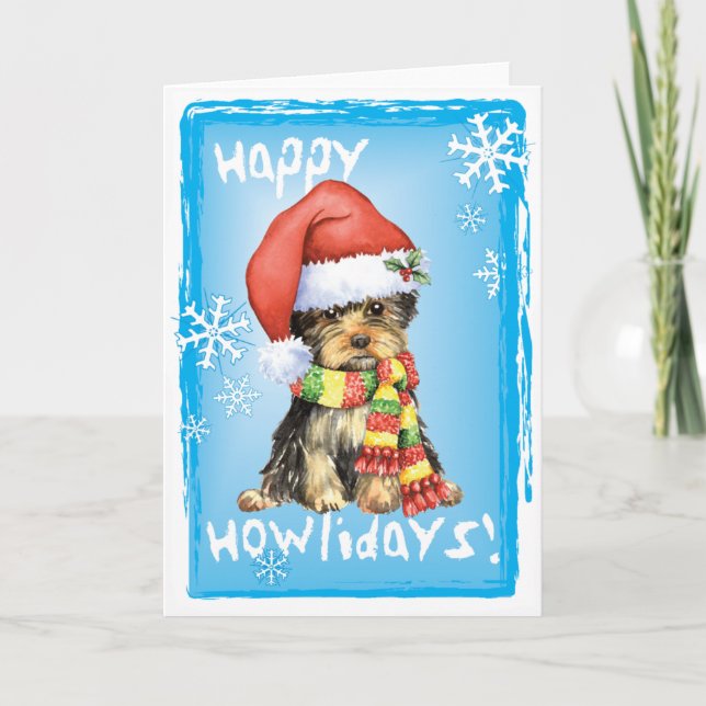 Cartes Pour Fêtes Annuelles Howlidays heureux Yorkie (Devant)