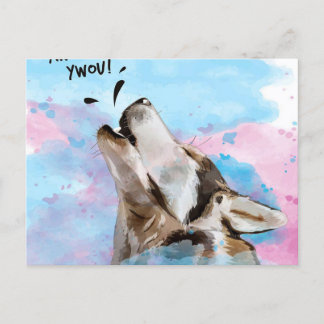 Cartes Pour Fêtes Annuelles Howling Husky Chien brillant Husky Chien