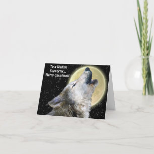 Cartes Pour Fêtes Annuelles Howling Wolf Art Wildlife Supporter Christmas Card