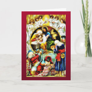 Cartes Pour Fêtes Annuelles Huche de Noël avec des anges autour