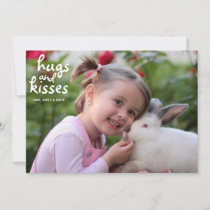 Cartes Pour Fêtes Annuelles Hugs & Kisses Aquarelle Rouge Rose Valentine's Day