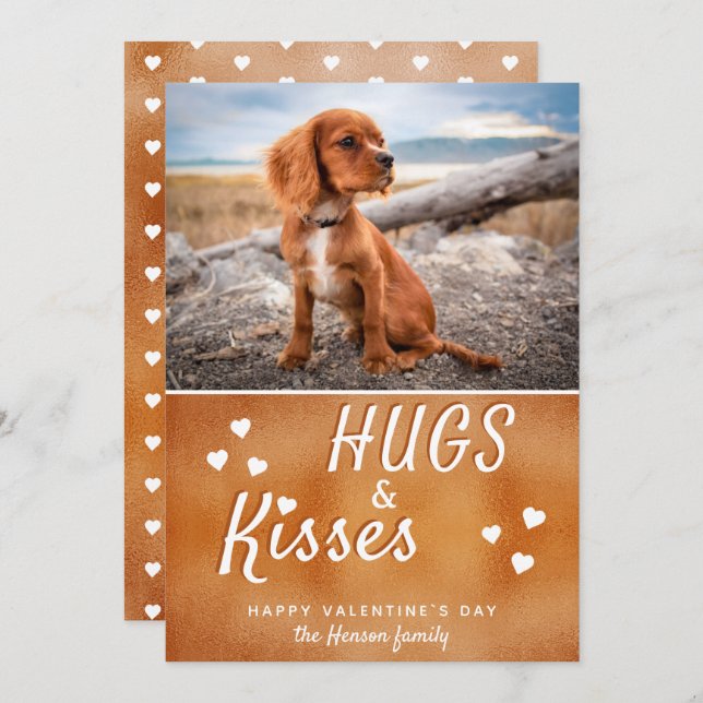 Cartes Pour Fêtes Annuelles Hugs & Kisses Coeur Saint Valentin`s (Devant / Derrière)