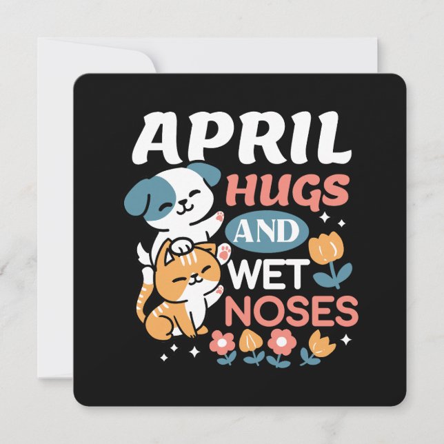Cartes Pour Fêtes Annuelles Hugs, Nez Humide et Vibes de Printemps - Animaux d (Devant)