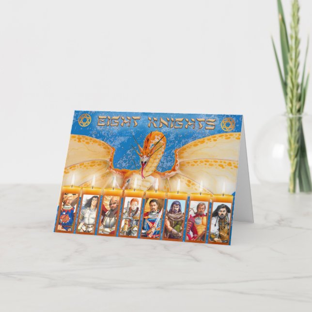 Cartes Pour Fêtes Annuelles Huit Chevaliers d'Hanoukka (Devant)