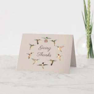 Cartes Pour Fêtes Annuelles Hummingbirds de Thanksgiving