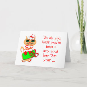 Cartes Pour Fêtes Annuelles Humorous Christmas Santa Kitty Greeting Card