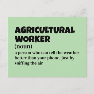 Cartes Pour Fêtes Annuelles Humour agricole - Définition amusante du travaille