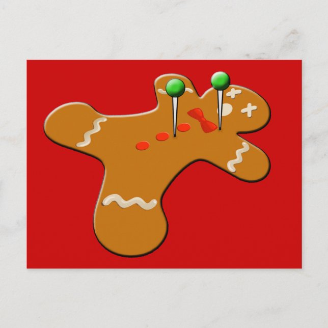 Cartes Pour Fêtes Annuelles Humour de Noël de Voodoo Gingerbread Man (Devant)