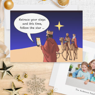 Cartes Pour Fêtes Annuelles Humour de Noël drôle Trois Rois Satnav Étoile