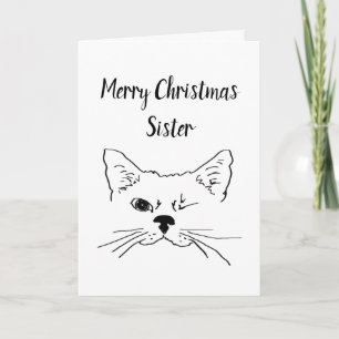 Cartes Pour Fêtes Annuelles Humour de Noël Soeur Citation Winking Chat Fun