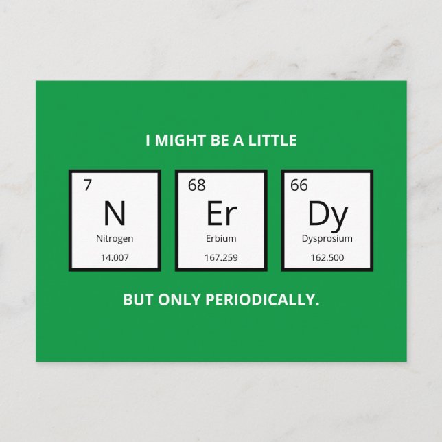 Cartes Pour Fêtes Annuelles Humour de table périodique Nerdy | Funny Science P (Devant)