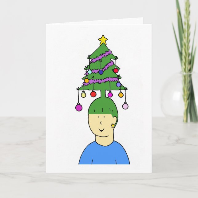 Cartes Pour Fêtes Annuelles Humour en coiffure de Noël (Devant)