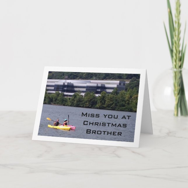 Cartes Pour Fêtes Annuelles Humour KAYAKING COMME JE MANQUE FRÈRE À NOËL (Devant)