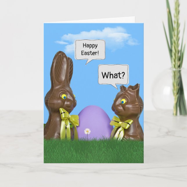 Cartes Pour Fêtes Annuelles Humour lapin de Pâques au chocolat (Devant)