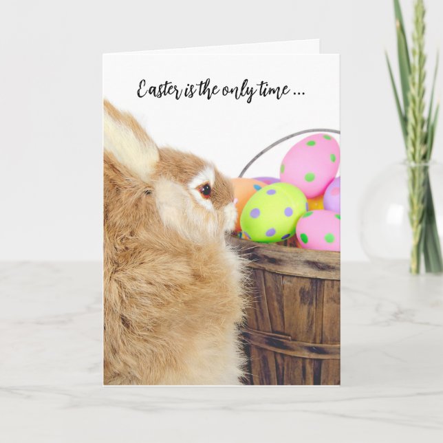 Cartes Pour Fêtes Annuelles Humour lapin et oeufs de Pâques (Devant)
