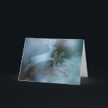 Cartes Pour Fêtes Annuelles Hungarian Christmas Greetings with Winter Motif<br><div class="desc">Ice crystal snow,  a leaping stag and the blue of a wintry landscape. Warm Christmas greetings shine out in soft cherry red.</div>