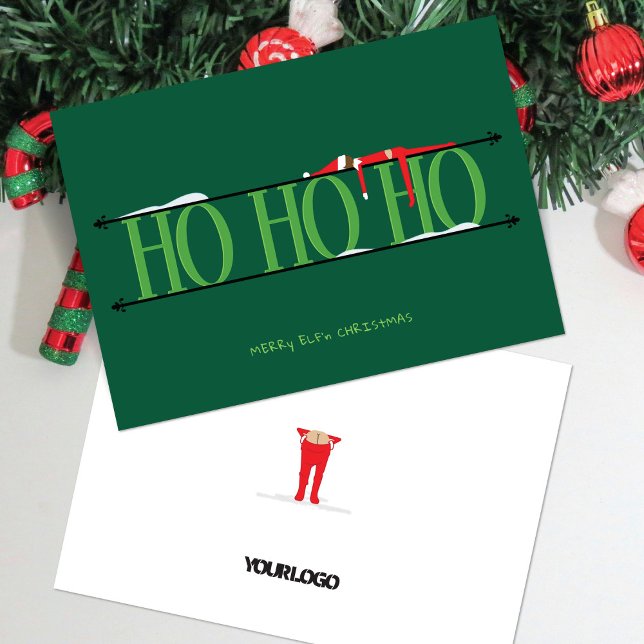 Cartes Pour Fêtes Annuelles Hunter Green Elf Shenanigans Entreprise Noël (Créateur téléchargé)
