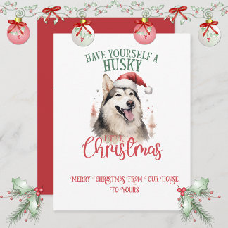 Cartes Pour Fêtes Annuelles Huskey Whimsical Christmas |