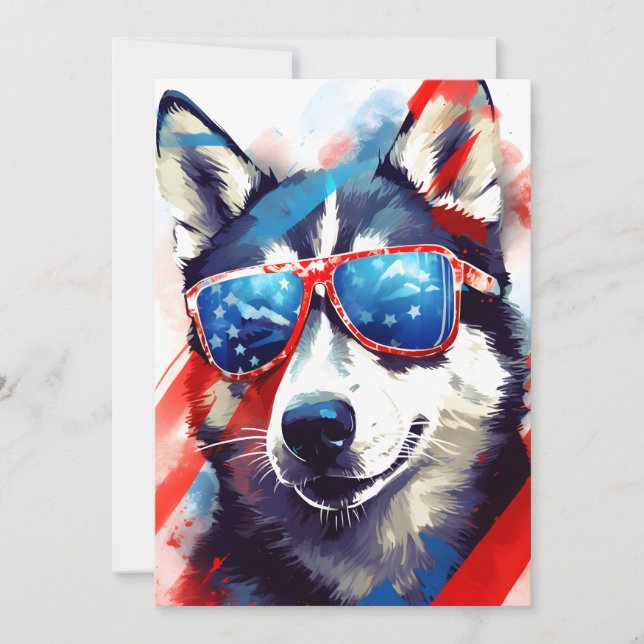 Cartes Pour Fêtes Annuelles Husky 4 juillet fête de l'indépendance (Devant)