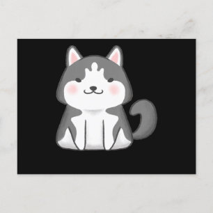 Cartes Pour Fêtes Annuelles Husky   Chien Husky Sibérien Kawaii Anime Japonais