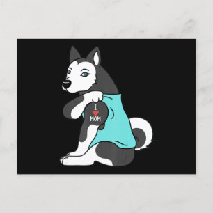 Cartes Pour Fêtes Annuelles Husky   J'aime Maman Tatouage Husky Drôle de Fête 