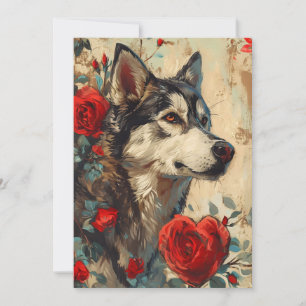 Cartes Pour Fêtes Annuelles Husky Saint-Valentin Vintage 
