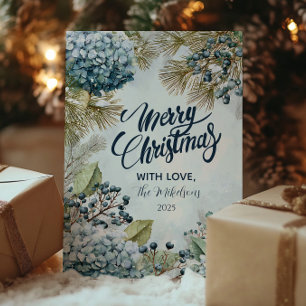 Cartes Pour Fêtes Annuelles Hydrangea Épineuse Noël enneigé
