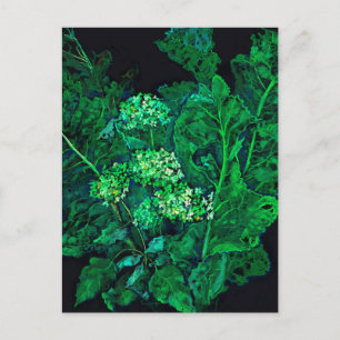Cartes Pour Fêtes Annuelles Hydrangea et Art Floral de Raifort Noir & Vert