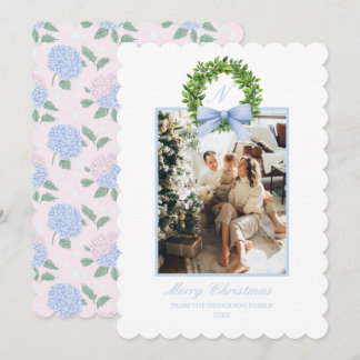 Cartes Pour Fêtes Annuelles Hydrangeas Roses Bleues Grandmillennial du Sud