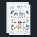 Cartes Pour Fêtes Annuelles Hygge Bleu | Jaune Vœux de Chaleureux Hiver Unique<br><div class="desc">Parfait pour vos vœux de vacances d'hiver,  ce modèle éditable unique "Vœux de Chaleureux Hiver" présente un ensemble de graphiques de style hygge disposés selon un motif unique qui est cosy et joyeux.  Conception composite par Holiday Hearts Designs.</div>