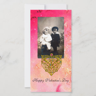 Cartes Pour Fêtes Annuelles HYPER VALENTINE, Fuchsia rose étincelles d'or