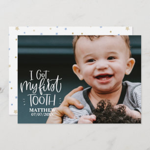 Cartes Pour Fêtes Annuelles I got my First Tooth Baby Boy Photo Card