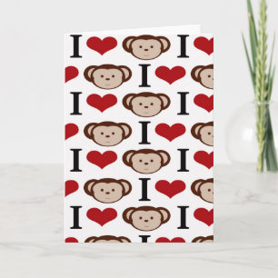 Cartes Pour Fêtes Annuelles I Heart Monkeys I Love Monkey Valentines Cadeaux