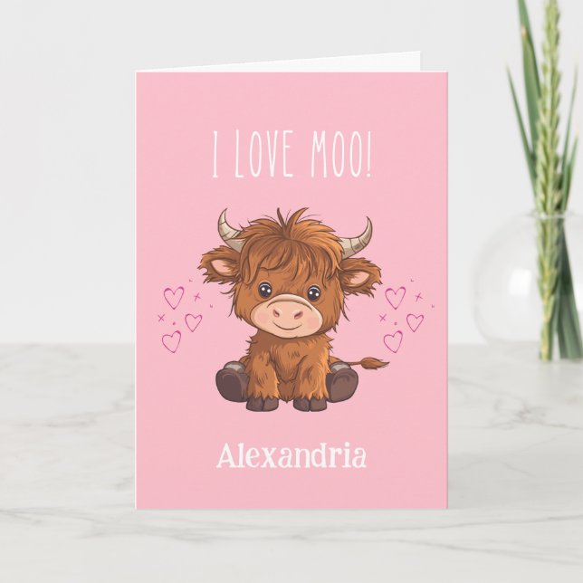 Cartes Pour Fêtes Annuelles I Loo Moo Highland Vache Valentine (Devant)