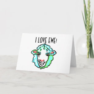 Cartes Pour Fêtes Annuelles I Love Ewe Aquamarine Sheep