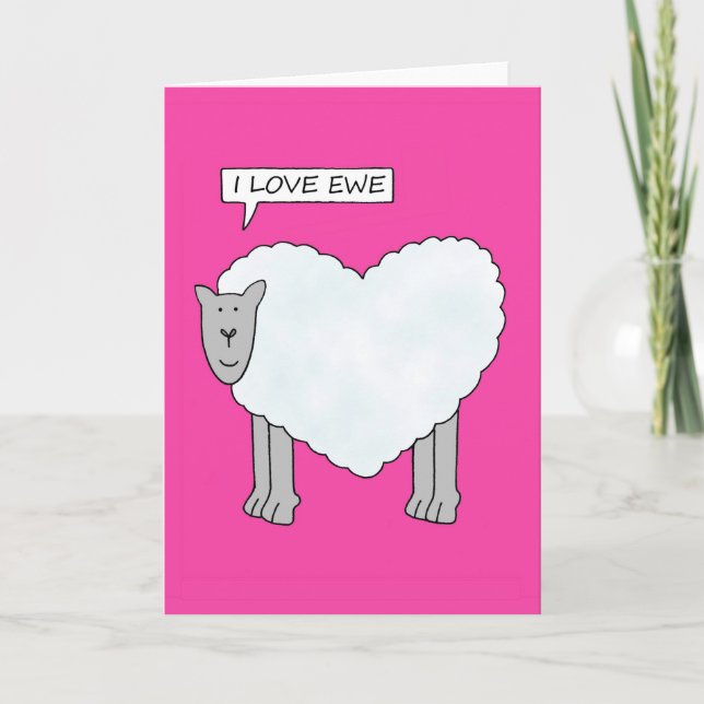 Cartes Pour Fêtes Annuelles I Love Ewe Cartoon Valentine Sheep (Devant)