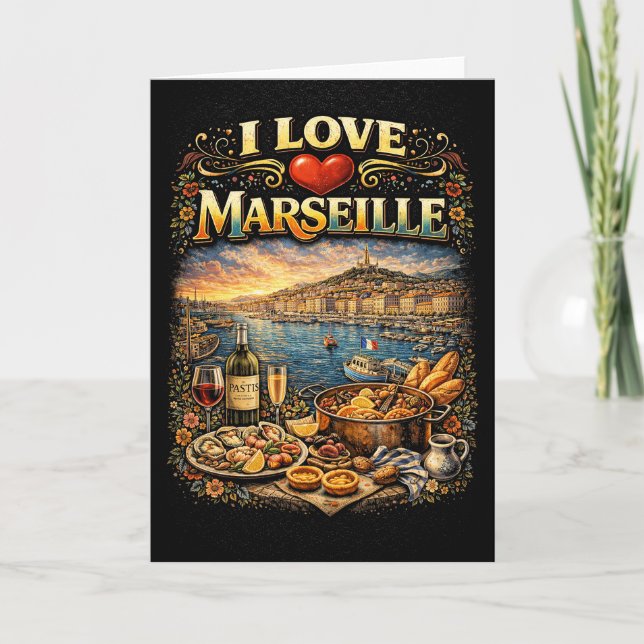 Cartes Pour Fêtes Annuelles I love Marseille (Devant)