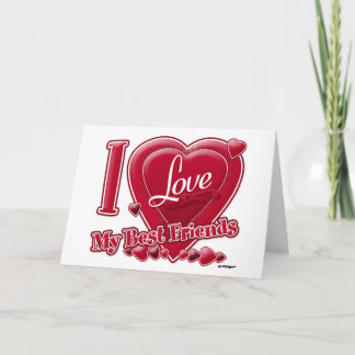 Cartes Pour Fêtes Annuelles I Love My Best Friends rouge - coeur