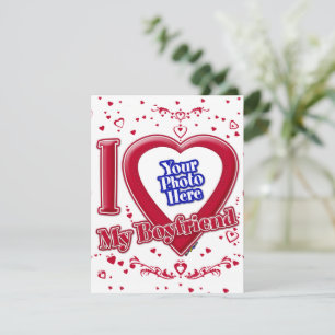 Cartes Pour Fêtes Annuelles I Love My Boyfriend Photo Coeurs rouges