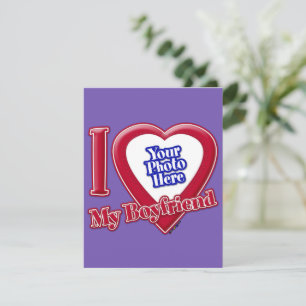 Cartes Pour Fêtes Annuelles I Love My Boyfriend Photo Red Heart Purple