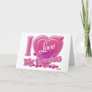 Cartes Pour Fêtes Annuelles I Love My Cousins rose/violet - coeur
