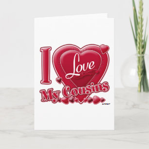 Cartes Pour Fêtes Annuelles I Love My Cousins rouge - coeur
