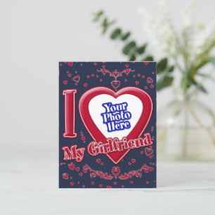 Cartes Pour Fêtes Annuelles I Love My Girlfriend Photo Coeurs rouges Marine