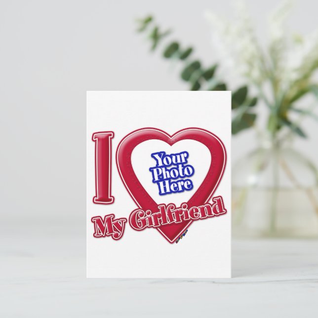 Cartes Pour Fêtes Annuelles I Love My Girlfriend Photo Red Heart (Debout devant)