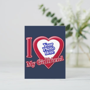 Cartes Pour Fêtes Annuelles I Love My Girlfriend Photo Red Heart Navy Blue