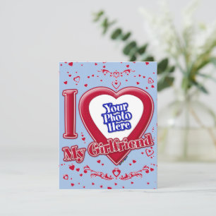 Cartes Pour Fêtes Annuelles I Love My Girlfriend Photo Red Hearts Baby Blue
